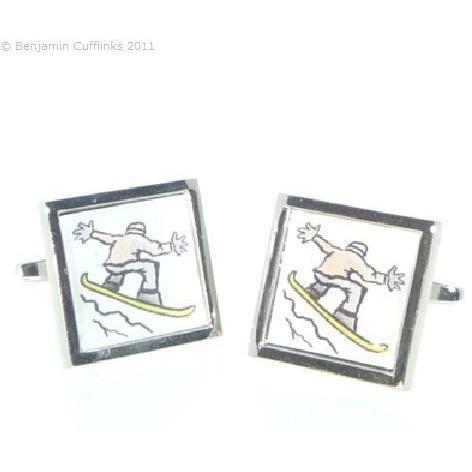Snowboarder Cartoon Cufflinks