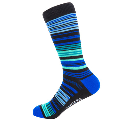 Variegated Ocean Stripe Bamboo Socks by Dapper Roo, Variegated Ocean Stripe Socks, Dapper Roo, Socks, Black, Blue, Green, Teal, Bamboo, Elastane, Nylon, Elastic, SK2046, Men's Socks, Socks for Men, Clinks Australia