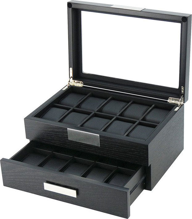 Black Wooden Watch Box, 20 Watch Box, Cuffed Watch Box, Clinks Australia Watch Box, Black Watch Boxes on Cuffed, Australia Watch Box, Watch Storage Box, Watch Display Box, 20 Slots Watch Boxes, Watch Boxes for 20, Wooden Watch Box, Black, Wooden, Watch Boxes with Drawer, Storage Boxes, CB5045, Clinks Australia