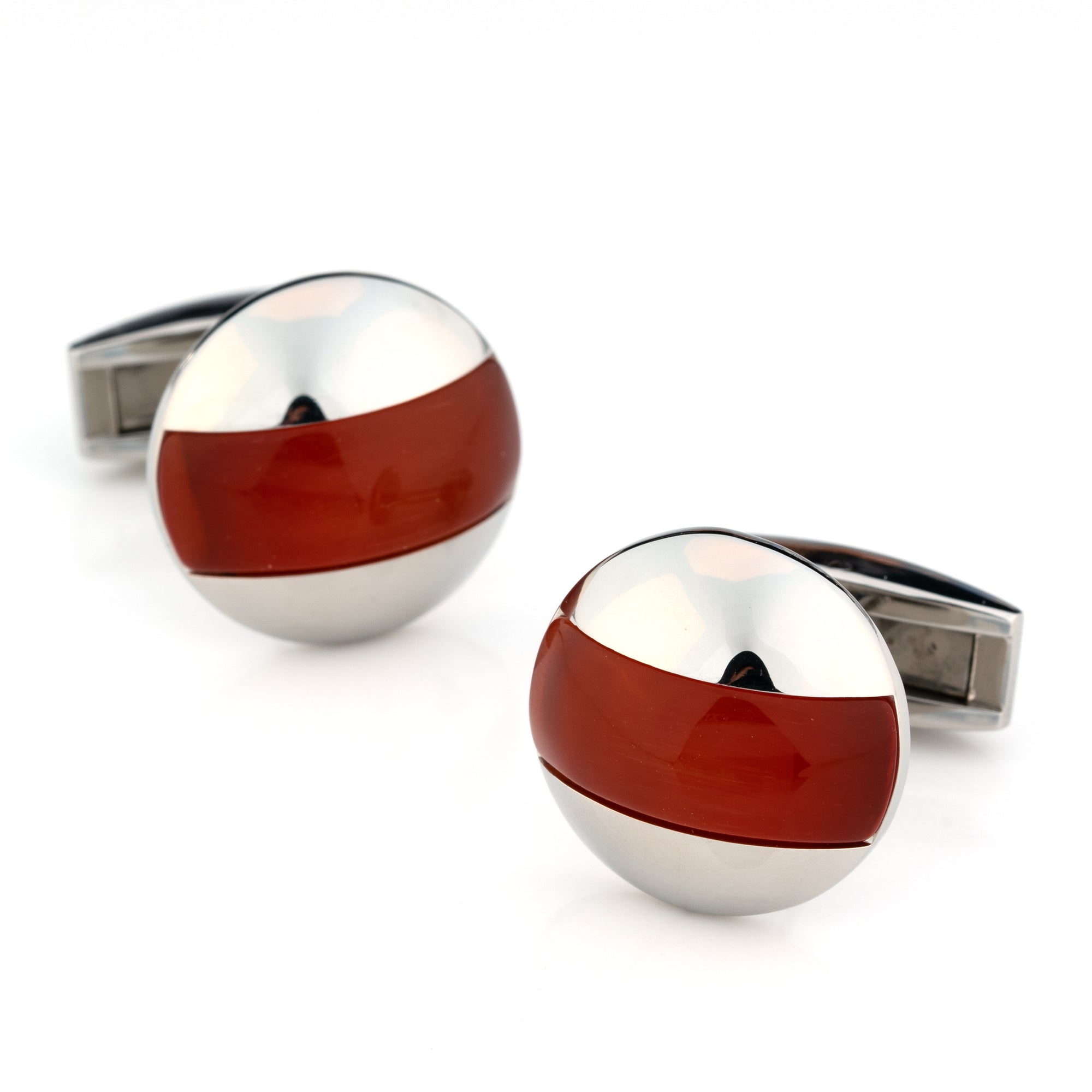 Elliptical Red Cat Eye Cufflinks