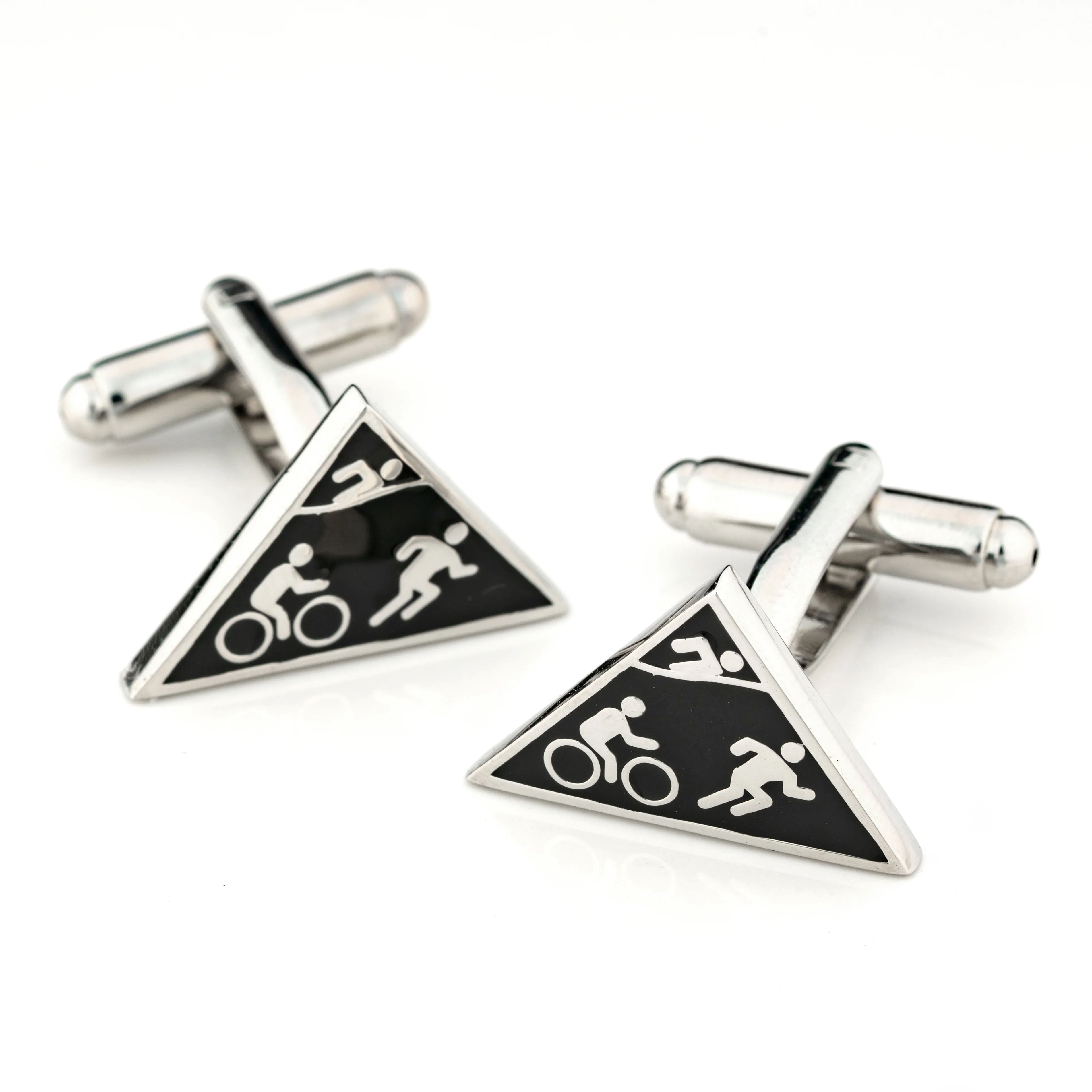 Triathlon Cufflinks Black Silver Novelty Cufflinks Clinks Australia 