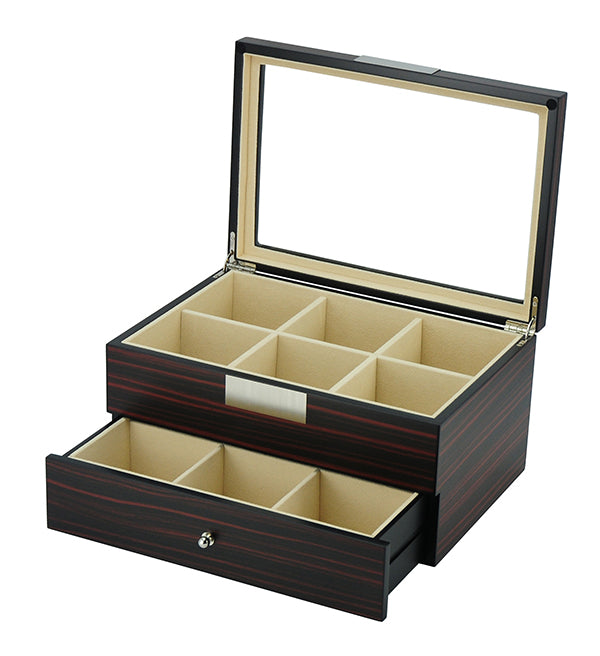 Ebony Wooden Tie Box for 12