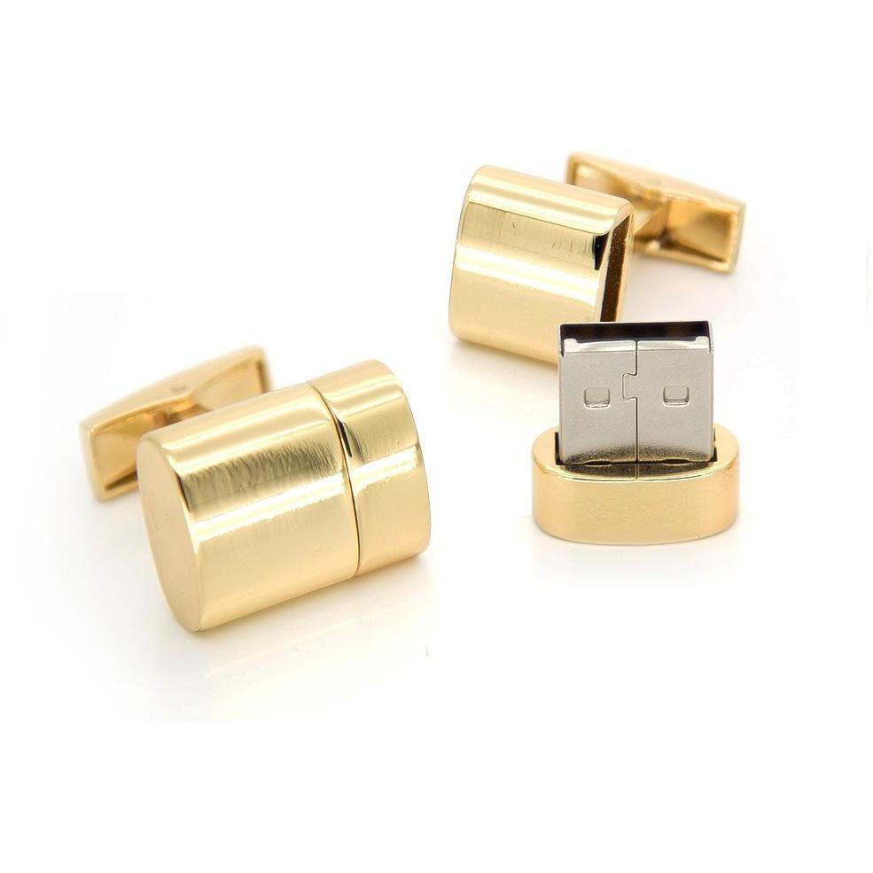 Working USB Cufflinks 32Gb Oval Flash Drive in Gold