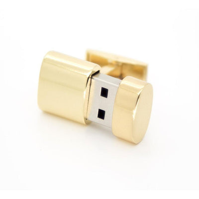 Working USB Cufflinks 32Gb Oval Flash Drive in Gold