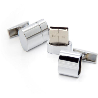 Working USB Cufflinks 32Gb Oval Flash Drive in Silver