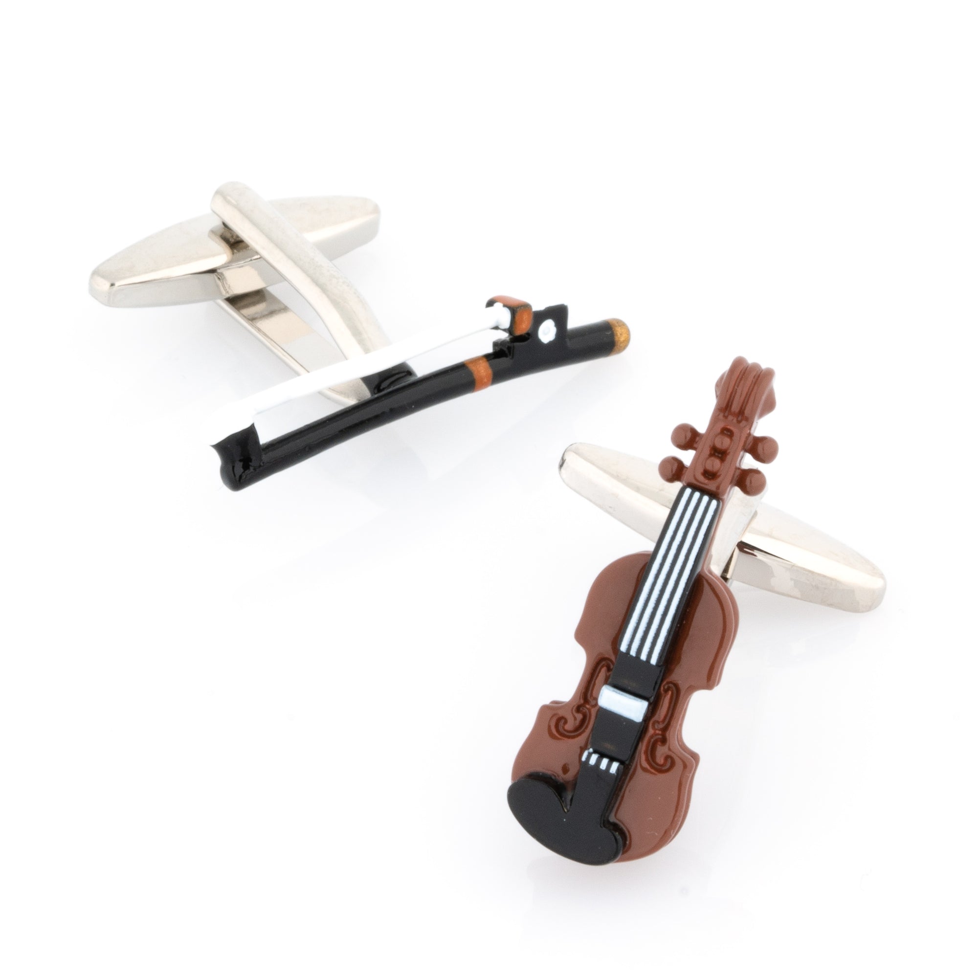 Colour Violin and Bow Cufflinks