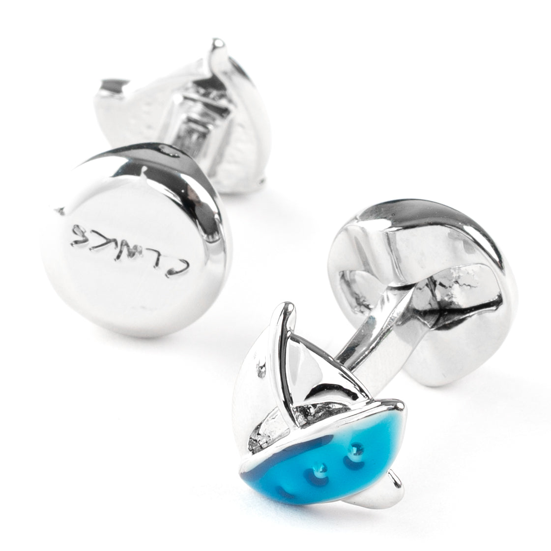 Blue/Silver Sailing Ship Cufflinks