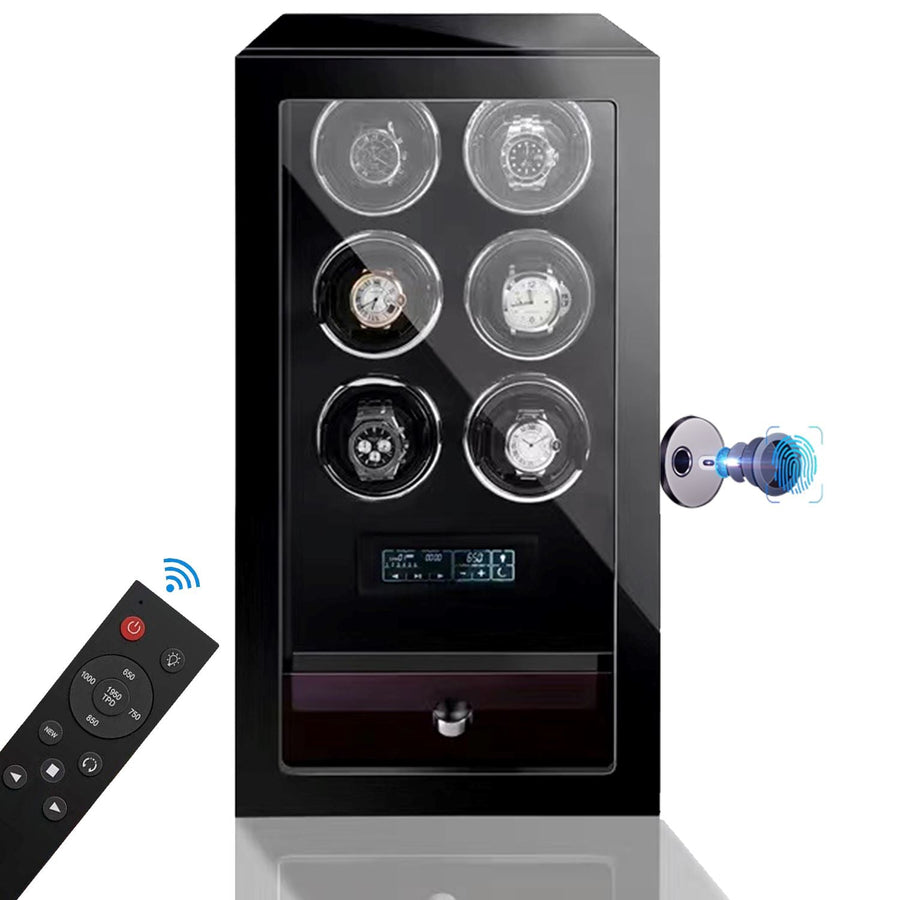 Yarra Watch Winder for 6 Watches + Drawer with Fingerprint Lock