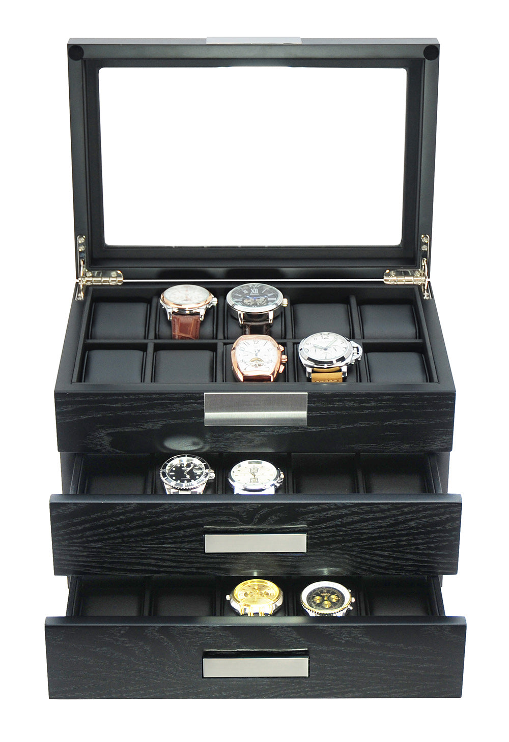 Black Wooden Watch Box, 30 Watch Box, Cuffed Watch Box, Clinks Australia Watch Box, Black Watch Boxes on Cuffed, Australia Watch Box, Watch Storage Box, Watch Display Box, 30 Slots Watch Boxes, Watch Boxes for 30, Wooden Watch Box, Black, Wooden, Watch Boxes with Drawer, Storage Boxes, CB5047, Clinks Australia