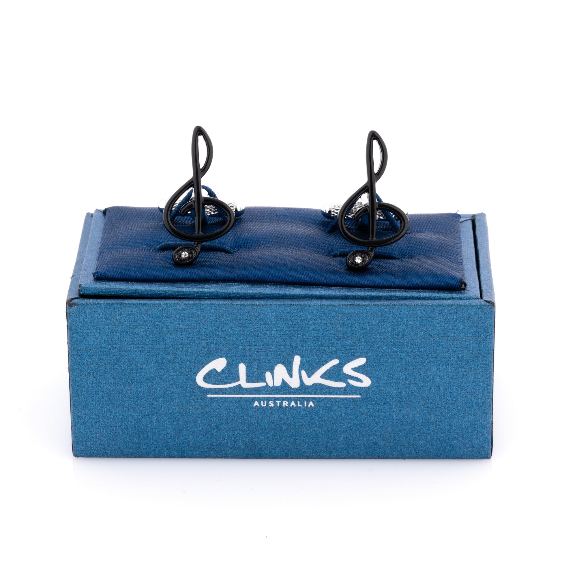 Black Treble Clef with Single Crystal